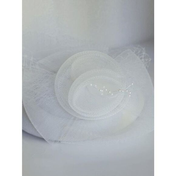 🤍 Pinup Accessory 1950s Retro Vintage Fascinator Bridal White Pillbox Veil Hat - Picture 2 of 15